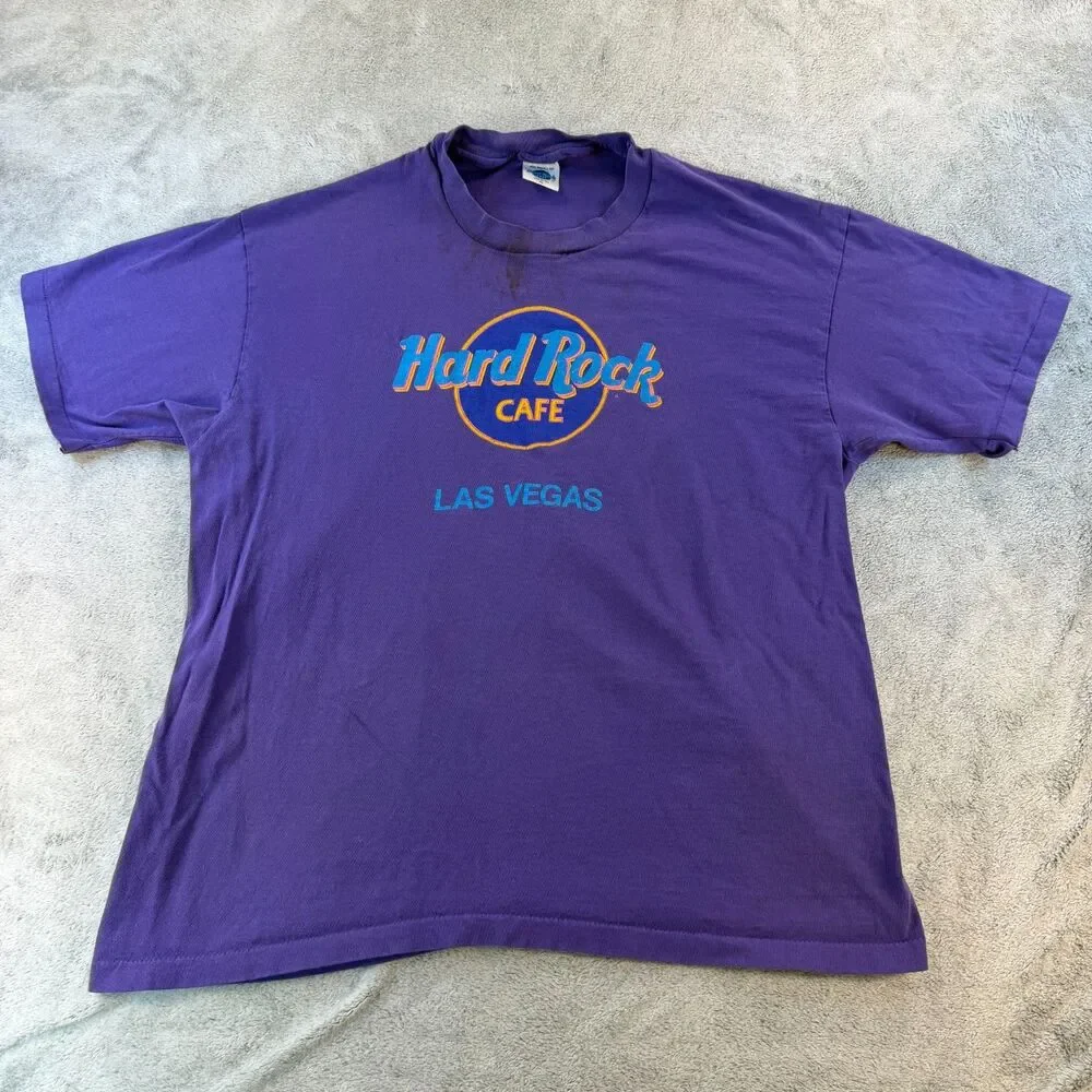 Hard Rock Cafe Las Vegas T Shirt Mens XL USA Single Stitch Purple